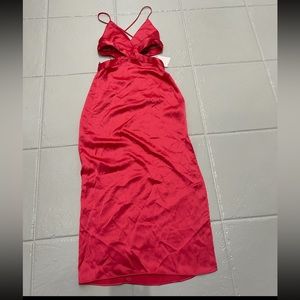 Zara red satin open dress